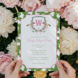 Invitación Watercolor Derby Day Horse Monogram Crest Party