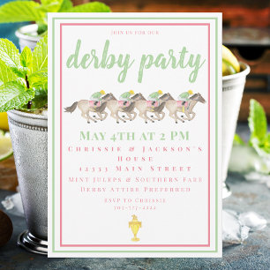 Invitación Watercolor Derby Fiesta Copa de Carreras de caball