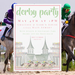 Invitación Watercolor Derby Party Iconic Racetrack Elegant