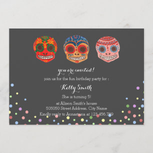 Invitación Watercolor Dia de los Muertos Skulls