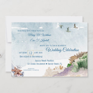 Invitación Watercolor Driftwood Boho Beach Wedding