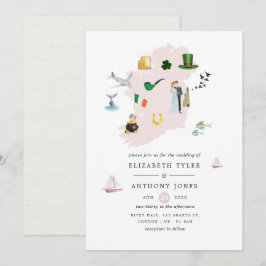 Invitación Watercolor Dublín Irlanda Matrimonio de destino