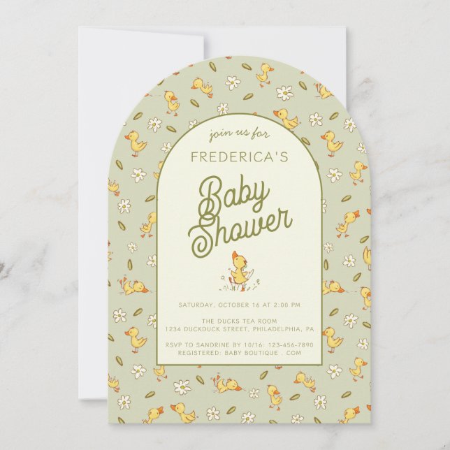 Invitación Watercolor Duckling Baby Shower (Anverso)