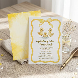 Invitación Watercolor Duckling Puddle Splash Gender Neutral