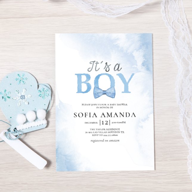 Invitación Watercolor Dusty Blue Baby Shower (Subido por el creador)