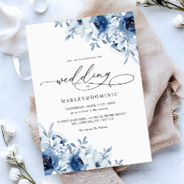 Invitación Watercolor Dusty Blue Floral Boho Modern Wedding