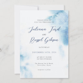 Invitación Watercolor Dusty Blue Winter Wedding Invitation
