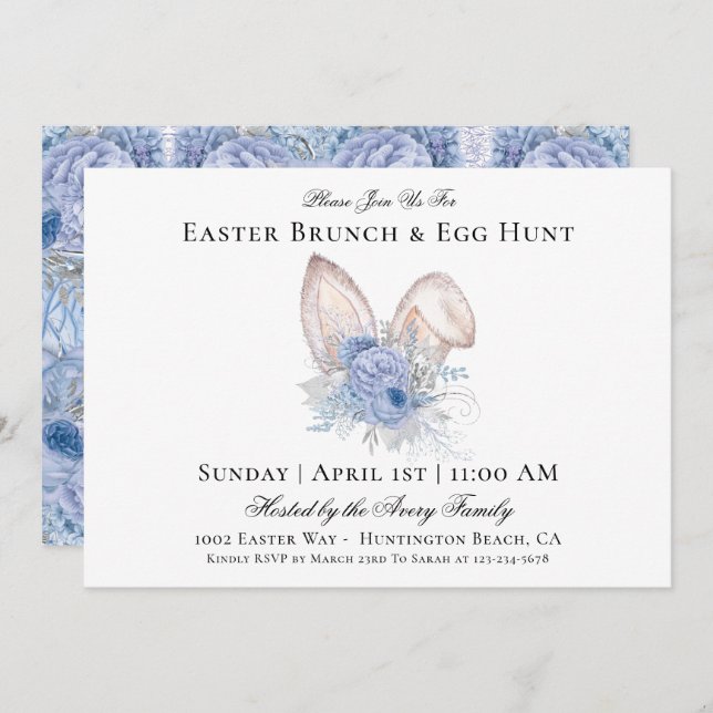 Invitación Watercolor Easter Brunch Egg Hunt (Anverso / Reverso)