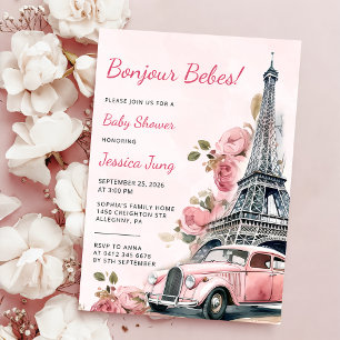 Invitación Watercolor Eiffel Tower Paris Baby Shower Fiesta