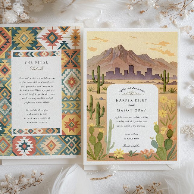 Invitación Watercolor El Paso Texas Boda (Subido por el creador)