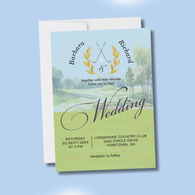Invitación Watercolor Elegant Golf Wedding w/Details  (Subido por el creador)