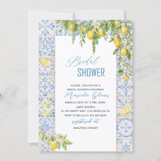 Invitación Watercolor Elegant Lemons Italian Mediterranean Br