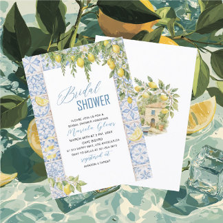 Invitación Watercolor Elegant Lemons Italian Mediterranean Br