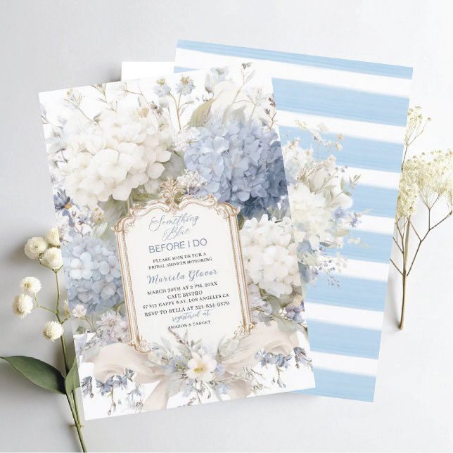 Invitación Watercolor Elegant  Something Blue Bridal Shower (Subido por el creador)