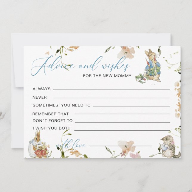 Invitación Watercolor Elegant wildflowerPeter Rabbit baby sho (Anverso)