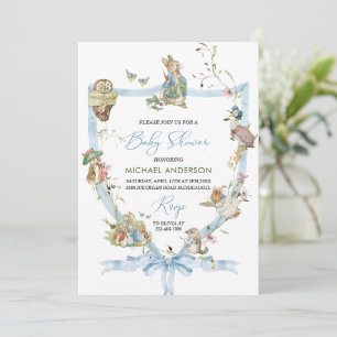Invitación Watercolor Elegante Flor silvestre Peter Rabbit Ba