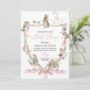 Invitación Watercolor Elegante Flor silvestre Peter Rabbit Ba