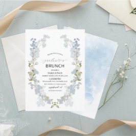 Invitación Watercolor Elegante flores azules Brunch