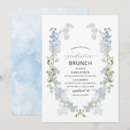 Invitación Watercolor Elegante flores azules Brunch