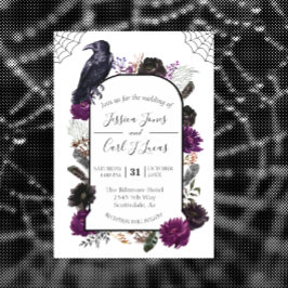 Invitación Watercolor Elegante Halloween Floral Boho Purple