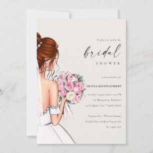 Invitación Watercolor Elegante Novia Bridal Bridal Gown Showe