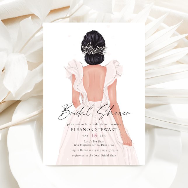 Invitación Watercolor Elegante Novia Bridal Bridal Gown Showe (Subido por el creador)
