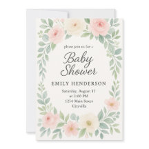 Watercolor Elegante Pastel Floral Baby Shower