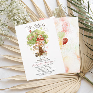 Invitación Watercolor Elegante Woodland Fiesta Baby Shower