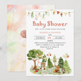 Invitación Watercolor Elegante Woodland Fiesta Baby Shower