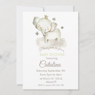 Invitación Watercolor Elephant Baby Shower Invitation