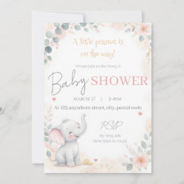 Invitación Watercolor Elephant Baby Shower Invitation