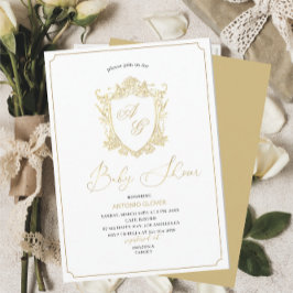 Invitación Watercolor escudos dorados bebé Ducha