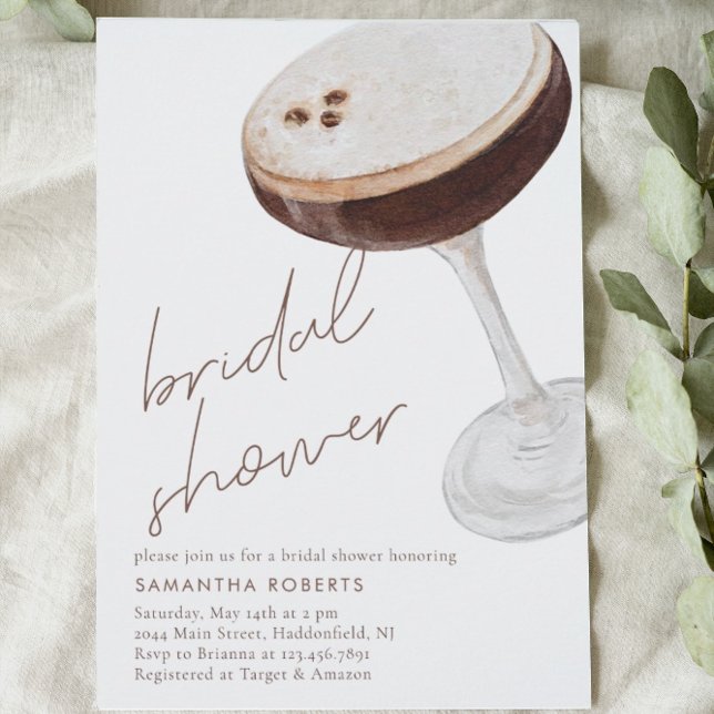 Invitación Watercolor Espresso Martini Bridal Shower (Subido por el creador)