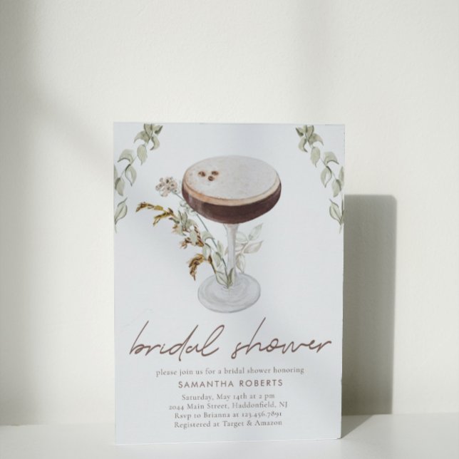 Invitación Watercolor Espresso Martini Bridal Shower (Subido por el creador)