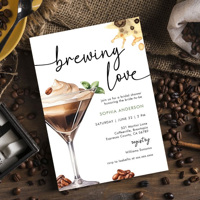 Invitación Watercolor Espresso Martini Bridal Shower (Subido por el creador)