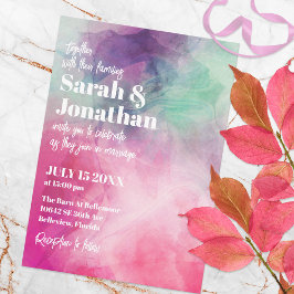Invitación Watercolor Estético Abstract Pink Purple Boda