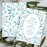 Invitación Watercolor Estrella Botánica de David Bar Bat Mitz<br><div class="desc">¡Tarjeta perfecta para anunciar una mitzvah de murciélago, el bar mitzvah u otra celebración judía! Hand hizo arte acuarela por ti en la parte delantera y trasera. ¡TODO PERSONALIZABLE! Haga clic en "Personalizar" para editar el texto. Haga clic en "editar usando la herramienta de diseño" para ajustar las fuentes, colores...</div>