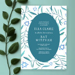 Invitación Watercolor Estrella Botánica de David Bar Bat Mitz<br><div class="desc">¡Tarjeta perfecta para anunciar una mitzvah de murciélago, el bar mitzvah u otra celebración judía! Hand hizo arte acuarela por ti en la parte delantera y trasera. ¡TODO PERSONALIZABLE! Haga clic en "Personalizar" para editar el texto. Haga clic en "editar usando la herramienta de diseño" para ajustar las fuentes, colores...</div>