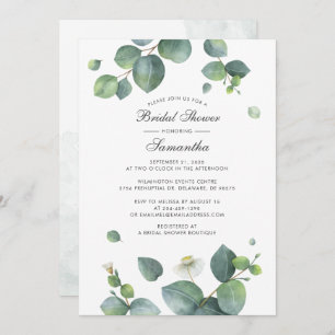 Invitación Watercolor Eucaliptus Botánico Ducha Bridal
