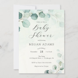 Invitación Watercolor Eucalyptus Baby Shower