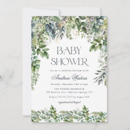 Invitación Watercolor Eucalyptus Baby Shower Botánico