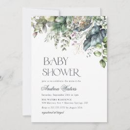 Invitación Watercolor Eucalyptus Baby Shower Botánico