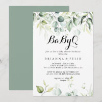 Watercolor Eucalyptus BabyQ Baby Shower Barbecue