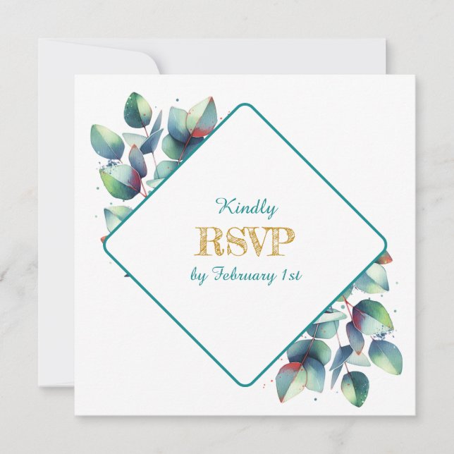 Invitación Watercolor Eucalyptus Boda Botánica RSVP (Anverso)