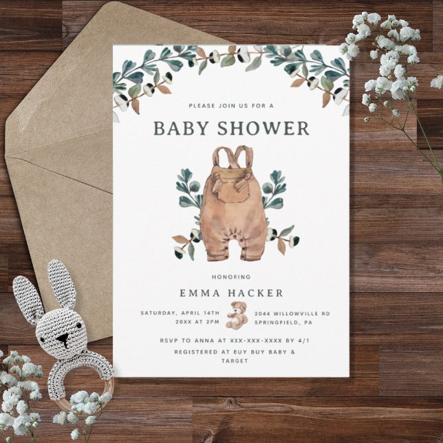Invitación Watercolor Eucalyptus Boho Baby Shower (Subido por el creador)