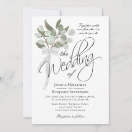 Invitación Watercolor Eucalyptus Bouquet Rustic Boho Boda