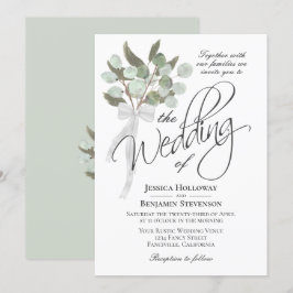 Invitación Watercolor Eucalyptus Bouquet Rustic Boho Boda