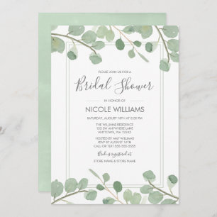Invitación Watercolor Eucalyptus Bridal Shower