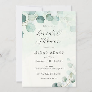 Invitación Watercolor Eucalyptus Bridal Shower
