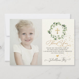 Invitación Watercolor Eucalyptus Communición Gracias